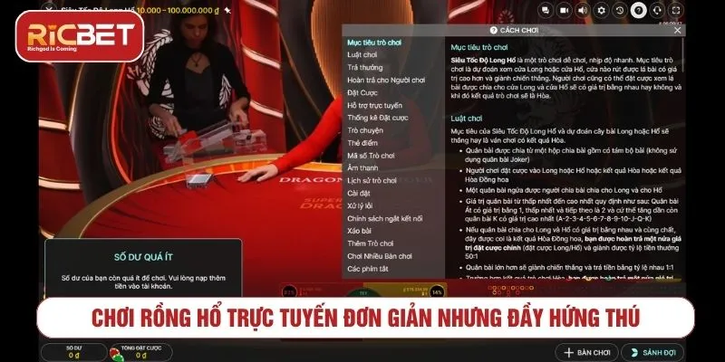 Luật chơi live rồng hổ trực tuyến cho người mới
