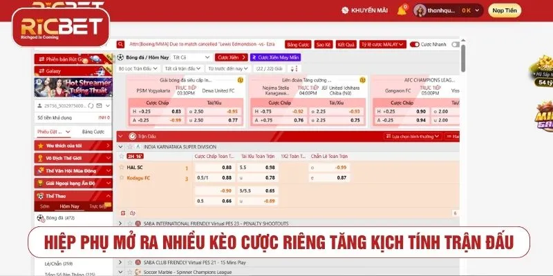 Các dạng kèo hiệp phụ thường gặp trong bóng đá