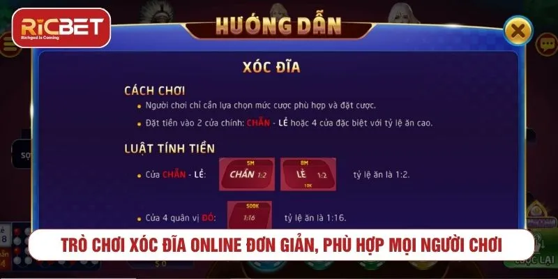 Trò chơi xóc đĩa trực tuyến với cách chơi đơn giản cho người mới
